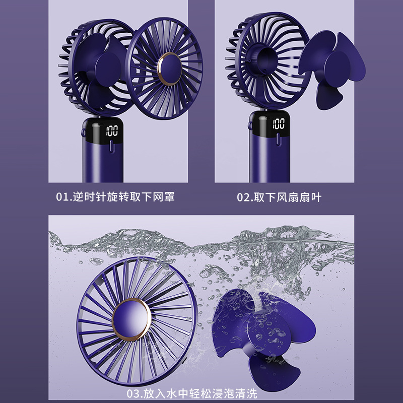 2024 nuevo ventilador de mano usb mini ventilador pequeño portátil para estudiantes pantalla digital pequeño ventilador eléctrico plegable regalo