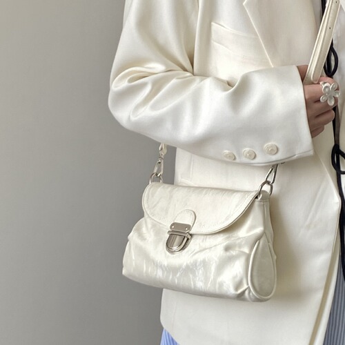 Internet celebrity model 2024 niche design new women's bag lock buckle soft leather versatile armpit single shoulder portable crossbody small bag