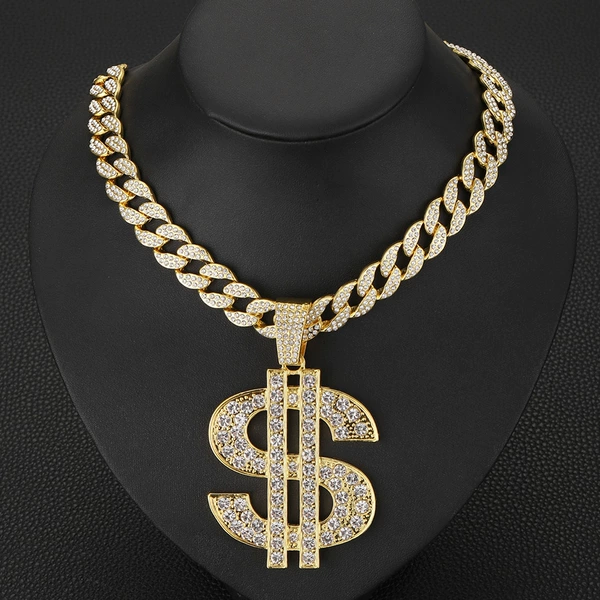 Golden pendant with 18inch Cuban chain