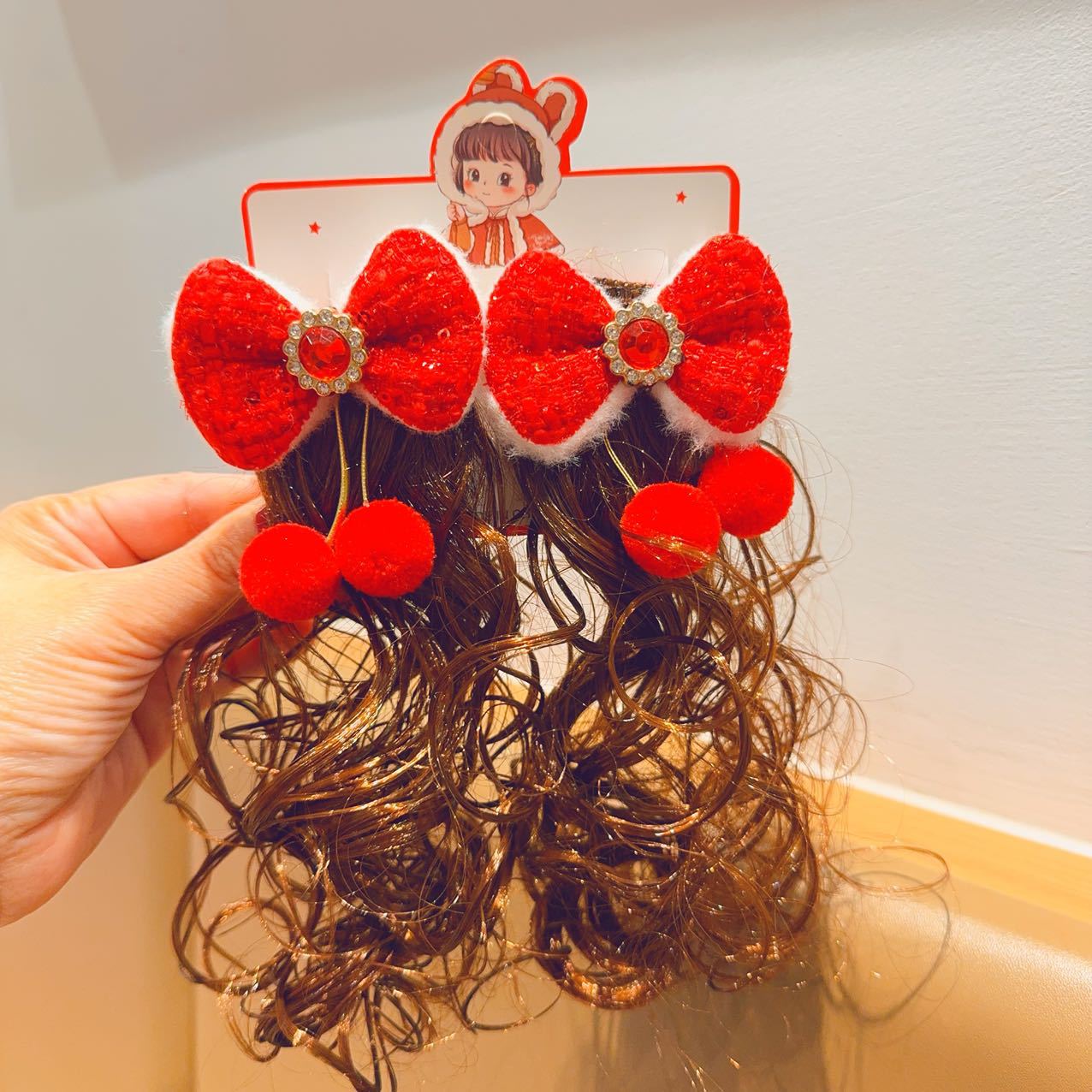 Niños de Año Nuevo clip de cabello Año Nuevo nuevo juego de tarjetas de cabello de Año Nuevo niñas clips de bang rojo clips lateral