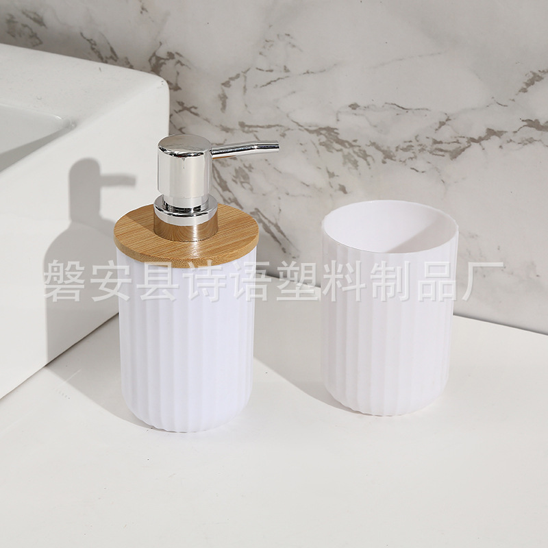 Baño doméstico con estriado 7 piezas para almacenar herramientas de limpieza artículos de higiene basura lavabo cepillo de inodoro taza hidráulica caja de jabón