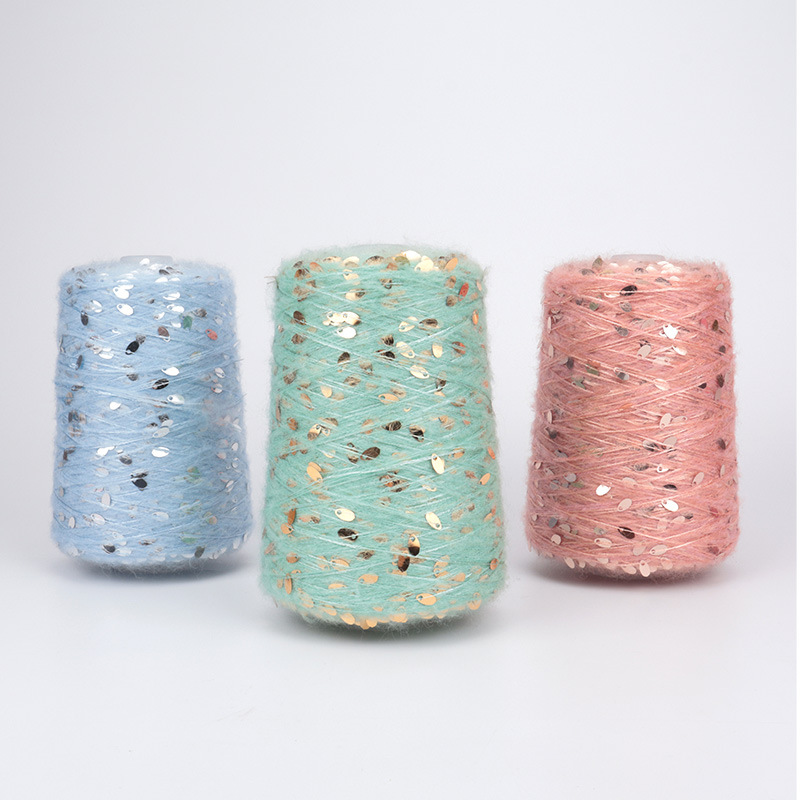 【丝悦】跨境水滴亮片马海毛毛线团手工编织俄罗斯热销纱线批发