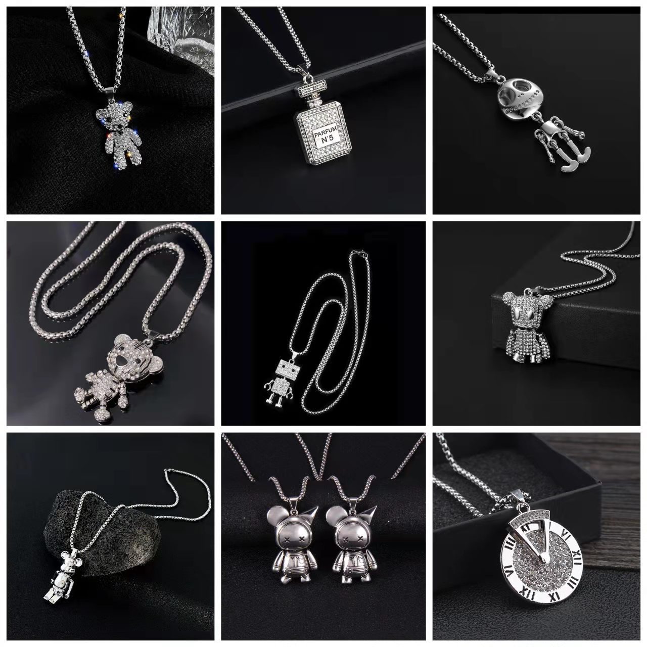 New Stainless Steel Necklace Sweater Chain Popular Ins Hip-Hop Student Disco Pendant Men's and Women's Chain Trendy Men's Accessories Wholesale