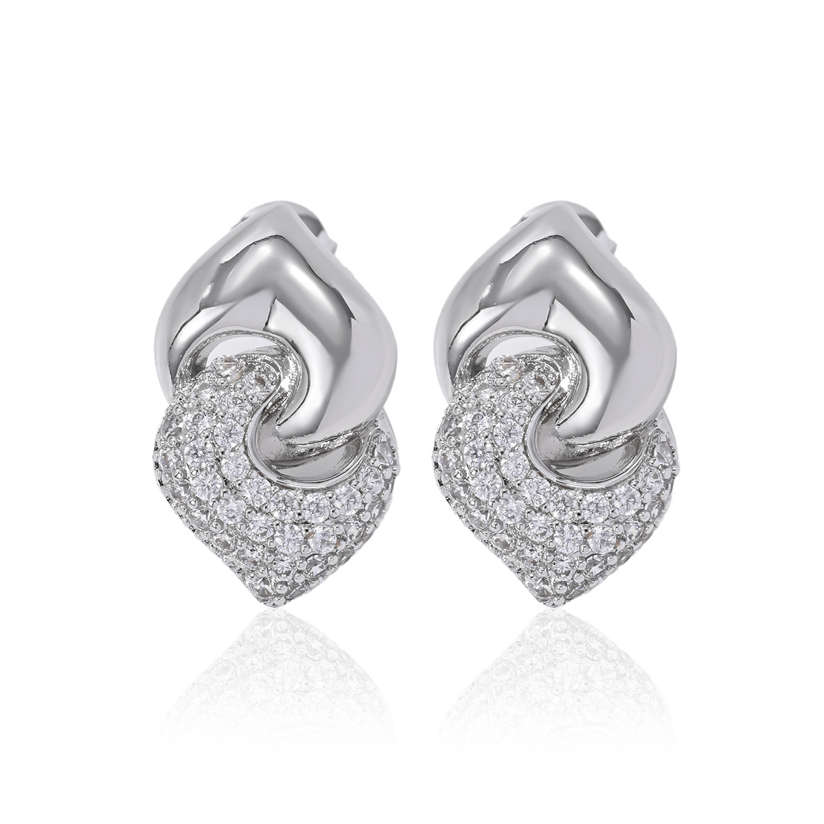 Copper Material 1 Pair Simple Style Heart Shape Plating Copper Ear Studs