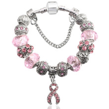 新品欧美热销饰品粉色爱恋礼物diy创意潘家手链女厂家直倒角方粒