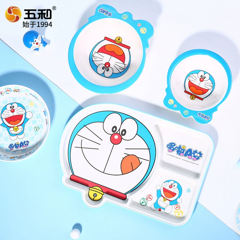 Детские столовые приборы Five and Cute для кормления, тарелка мультфильм для домашнего использования, Дораэмон, оптовая