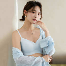 冰丝无痕内衣女无钢圈聚拢上托美背收副乳调整型柔软透气薄款文胸
