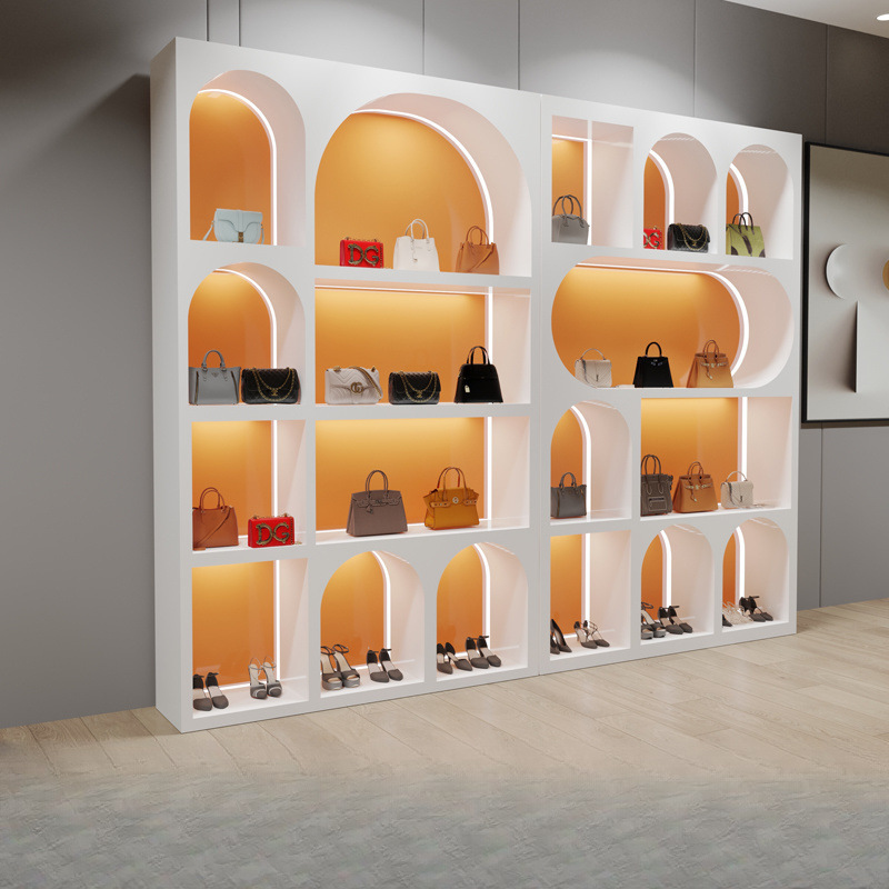 院化妆品产品展示柜烤漆直播间柜鞋子包包展柜手办橱窗柜
