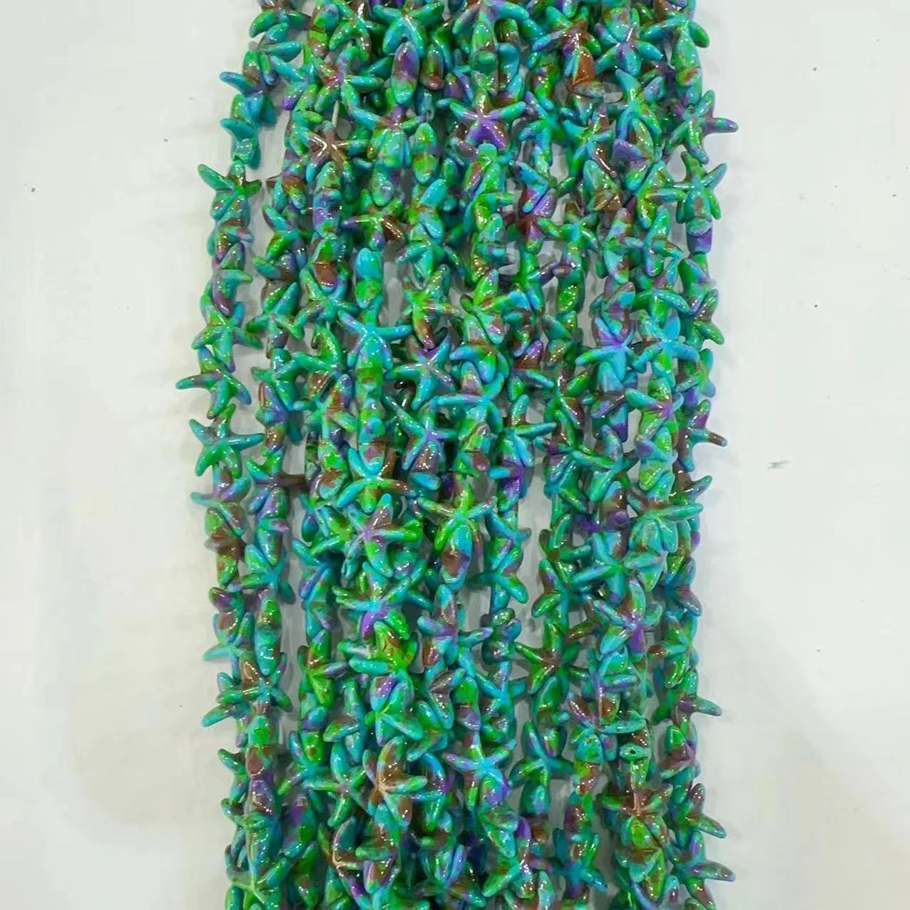 Ventas transfronterizas de coloridas estrellas de mar de piedra de pino cuentas semiacabadas DIY accesorios accesorios materiales de joyería hecha a mano