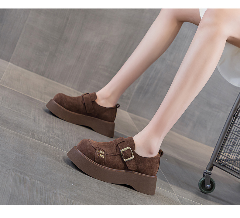 Women's 2025 New Korean Style Thick Sole Height Increasing Big Head Shoes Slip-On Small Stature Casual_vogvips.com