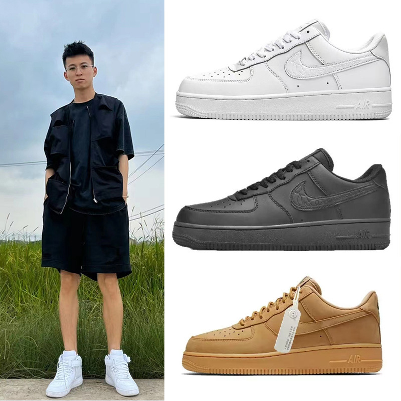 Nai Guan Putian Pure Original Air Force One AF1 Pure White All Black Wheat Color Trendy Men's and Women's Air Cushion Low-top Board Shoes Nai Guan Putian Pure Original Air Force One AF1 Pure White All Black Wheat Color Trendy Men's and Women's Air Cushion Low-top Board Shoes