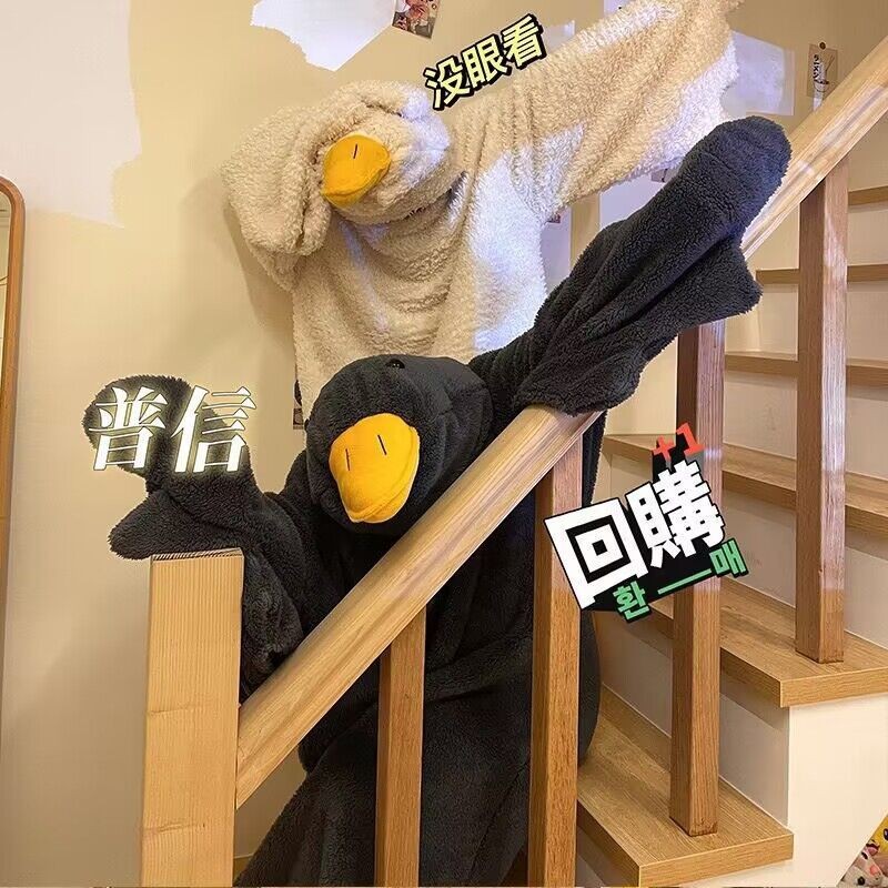 Big White Goose Pajamas Sand Sculpture Funny Couple Nightgown Thickened Long Coral Fleece Morning Gown Nightgown Girls' Dress Bridesmaid Dress