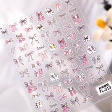 珍珠蝴蝶结美甲贴纸5D浮雕立体晶钻樱桃蝴蝶结指甲贴纸饰品 TL款