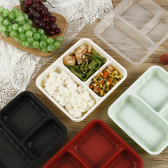 使い捨てテイクアウトファーストフードボックス、電子レンジ対応、日本製食品グレードのプラスチックPP 3コンパートメントランチボックス