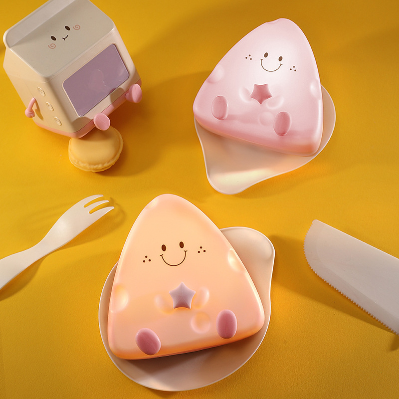 Creative Personal Cheese Night Light USB Charging Children Automatic Timer Geometric Stereo Cartoon Decorative Lamp Night Light