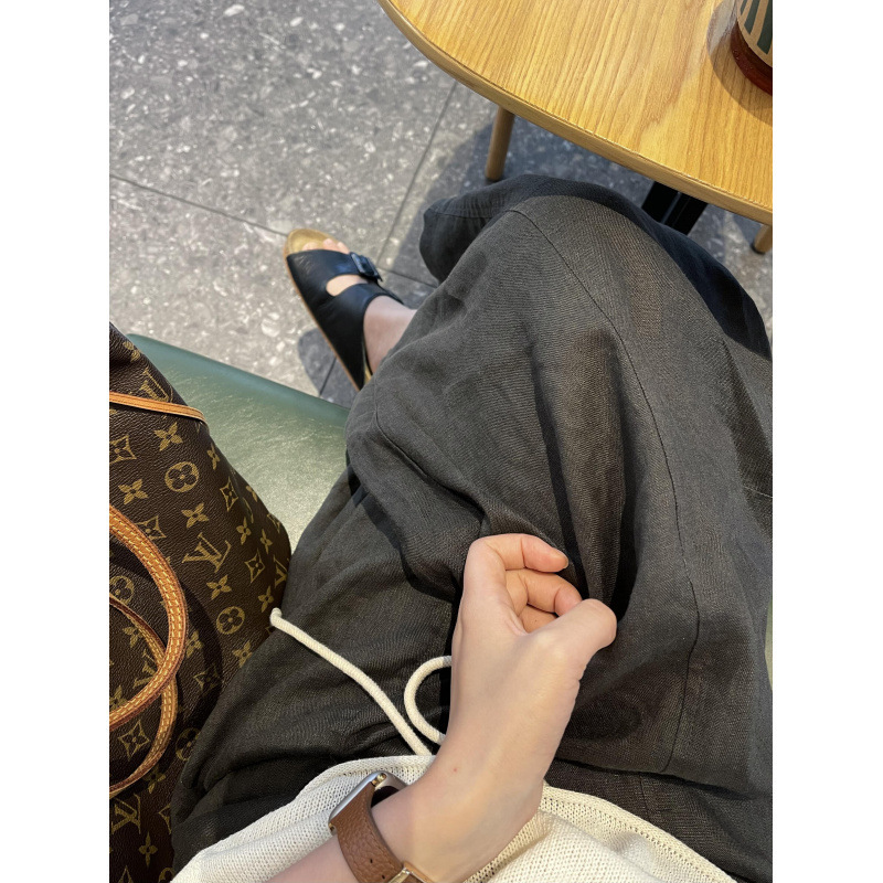 Old Money Style Black Linen Curved-Leg Pants Korean Style Blue Maple Summer Commuting Tencel Linen Old Money Style Black Linen Curved-Leg Pants Korean Style Blue Maple Summer Commuting Tencel Linen