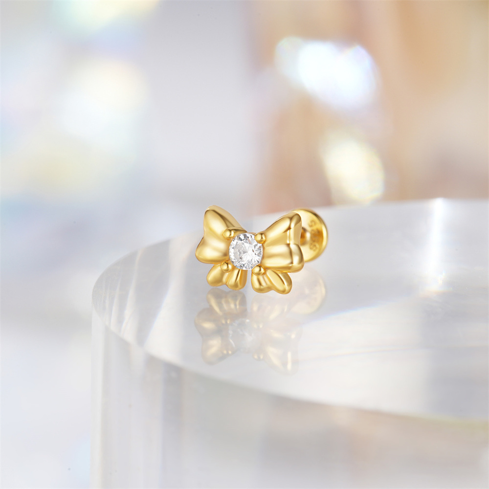 1 Piece Ear Cartilage Rings & Studs Casual Simple Style Geometric Bow Knot Sterling Silver Plating Inlay Zircon Ear Cartilage Rings & Studs display picture 35