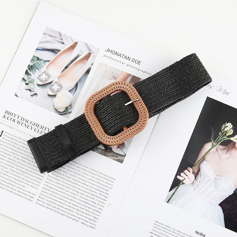 Simple Style Solid Color Cotton And Linen Woven Belt Women's Woven Belts 1 Piece display picture 3