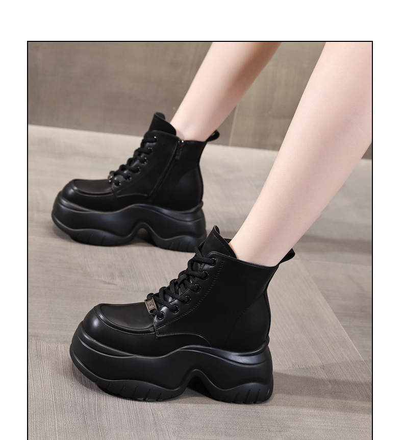Boot martin nữ đế dày tôn dáng cổ cao gầy bên trong — Màu be chi tiết 15