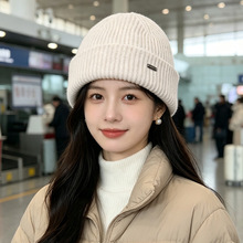 韩版毛线帽子显脸小秋冬保暖加厚针织帽子男女情侣大头围套头冷帽
