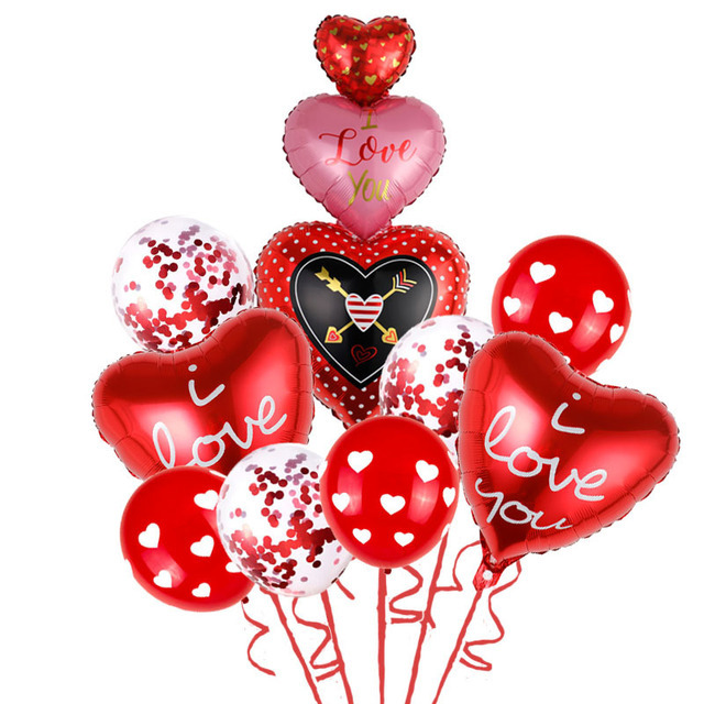 1 Set Quantity Valentine'S Day IG Style Letter Heart Shape Aluminum Film Party Festival Balloons