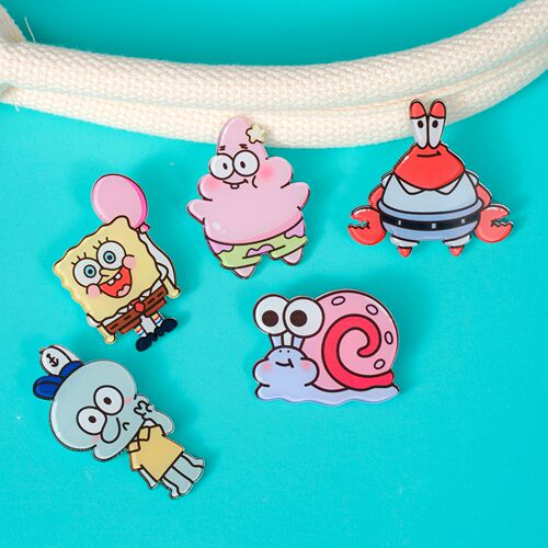 ins cute cartoon spongebob brooch acrylic small gift decoration badge bag accessories pin pendant