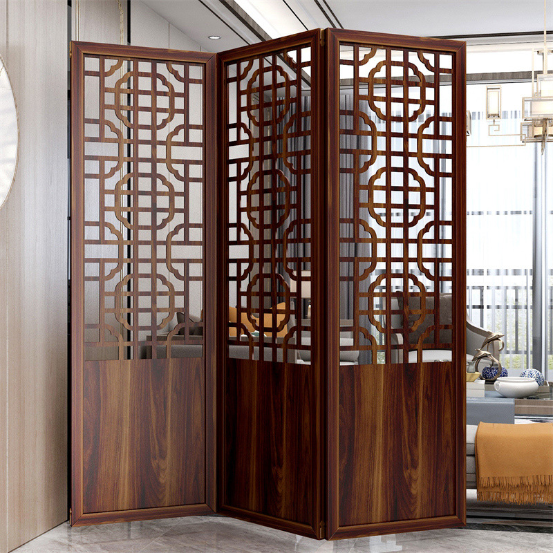 Screen Partition Living Room Folding Mobile Modern Chinese Entrance Living Room Bedroom Screen Wall Solid Wood Office Decoration