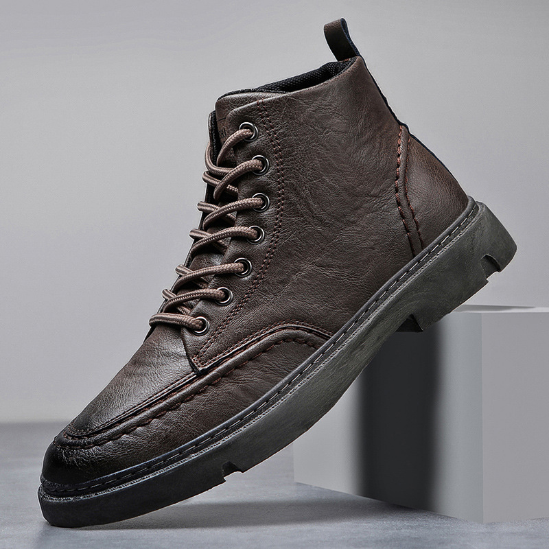 Podzim/zimní boty Martin Ultra Fiber Leather, britský styl, krátké boty, moderní šněrovací pracovní boty,_voghion.com