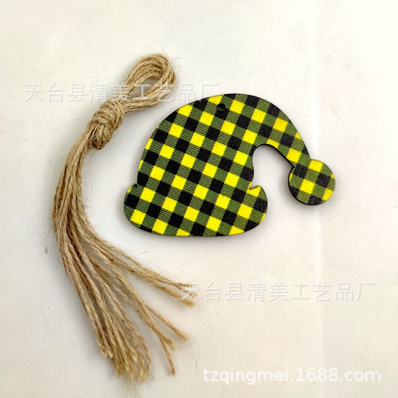 33 cuadros amarillos y negros serie navideña piezas de madera colgante de decoración navideña se pueden combinar libremente 10 piezas en un paquete