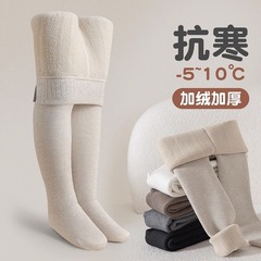 秋冬新兒童加絨加厚打底褲外穿羊羔絨保暖女童九分踩腳連褲襪批發