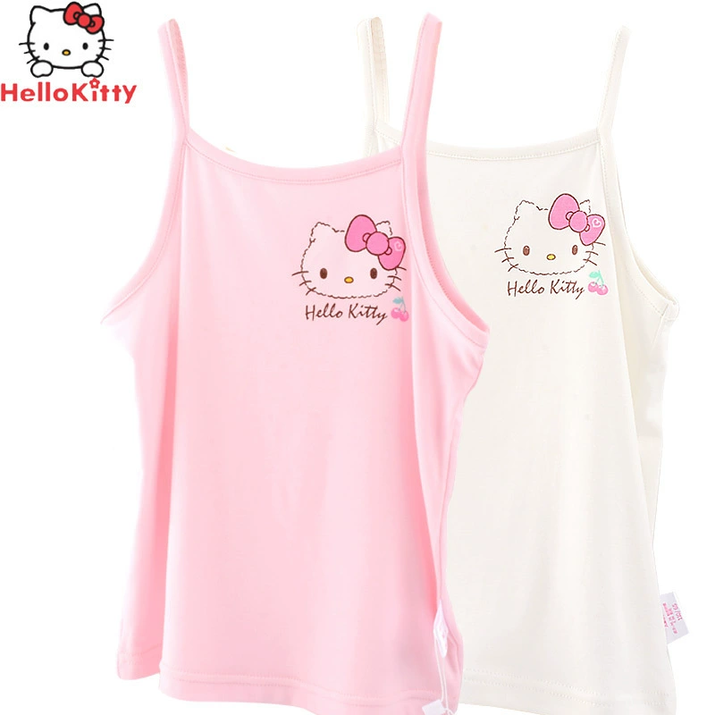 Hello Kitty, детская летняя тонкая базовая топ с чашечками для учеников, коллекция 2023