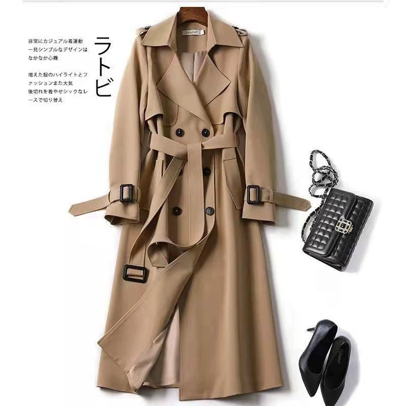 Длинное осеннееTrench coat, средняя длина, корейский стиль, плюс сайз, для подростков, британский стиль