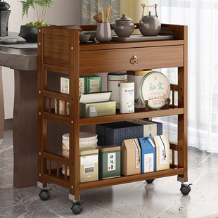 Mobile small tea table floor Tea side cabinet tea cabinet with drawer multi-layer tea storage rack tea set Tea storage shelf