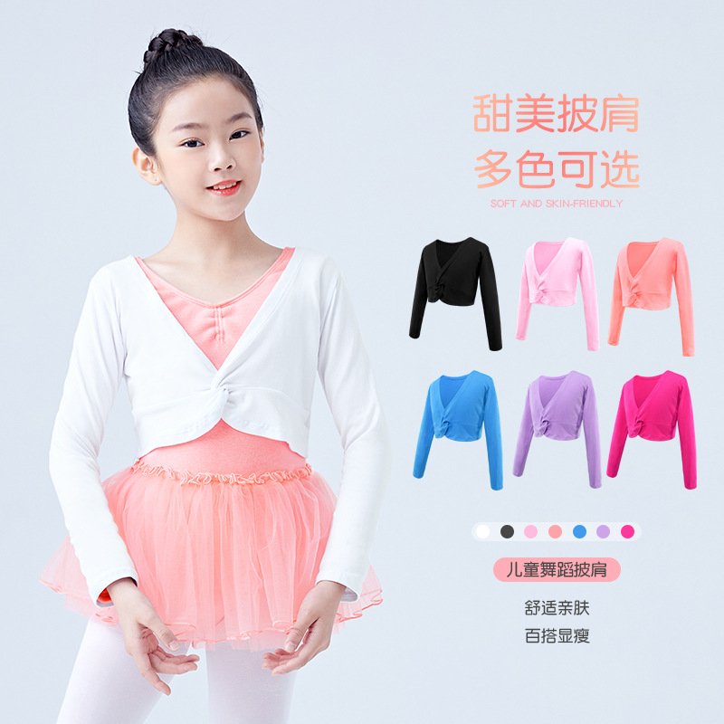 Ropa de baile para niños chal top de manga larga primavera abrigo pequeño para Niñas Ropa de práctica de baile para Niñas Ropa de rendimiento
