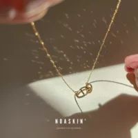 Классическое ожерелье с носом свиньи, женское серебро S925, покрытое 18-каратным золотом, цепочка на ключицу, темперамент, универсальная X Высококачественная цепочка на ключицу