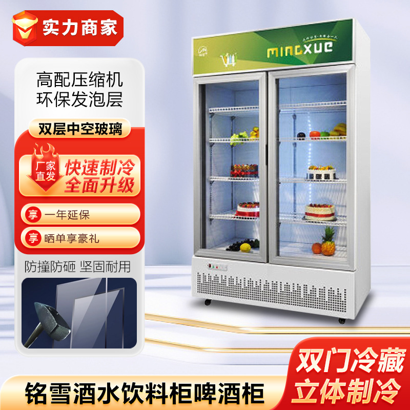 铭雪展示柜商用冷柜保鲜柜陈列柜双开门啤酒饮料柜鲜花柜酒水柜