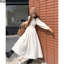 2023秋冬新款肌理面料打攬修身顯瘦白色連衣裙+新中式夾棉外套