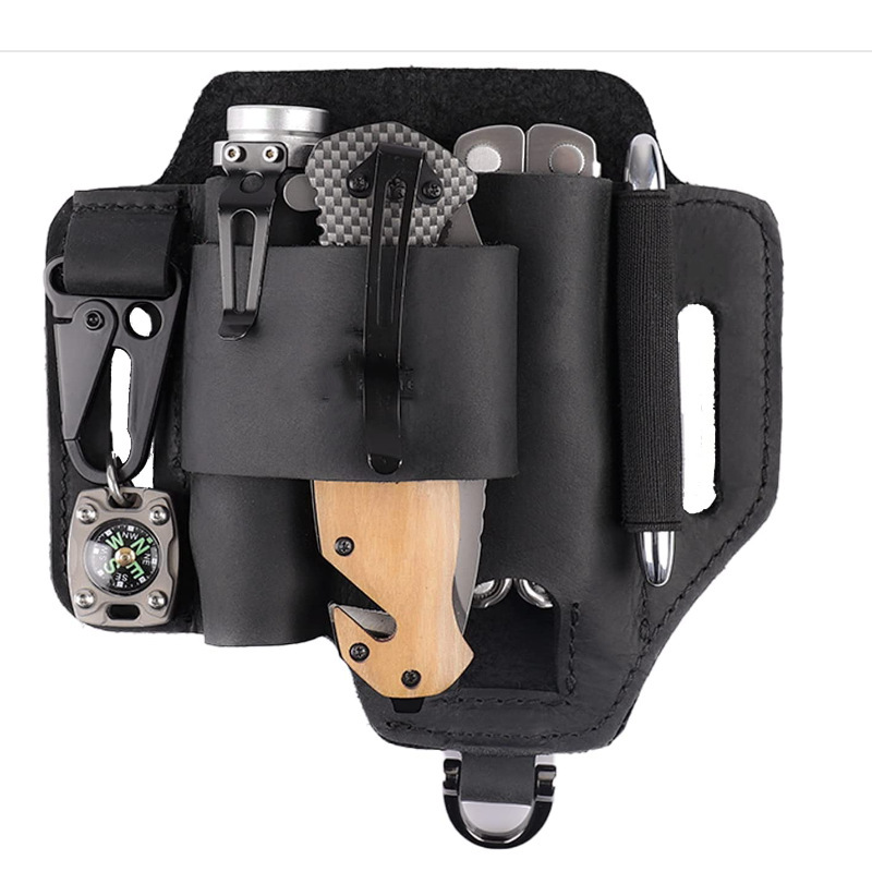 EDC herramienta táctica al aire libre caso de cuero de vaca herramienta de la cintura bolsa de herramientas de supervivencia bolsa de almacenamiento de supervivencia al aire libre