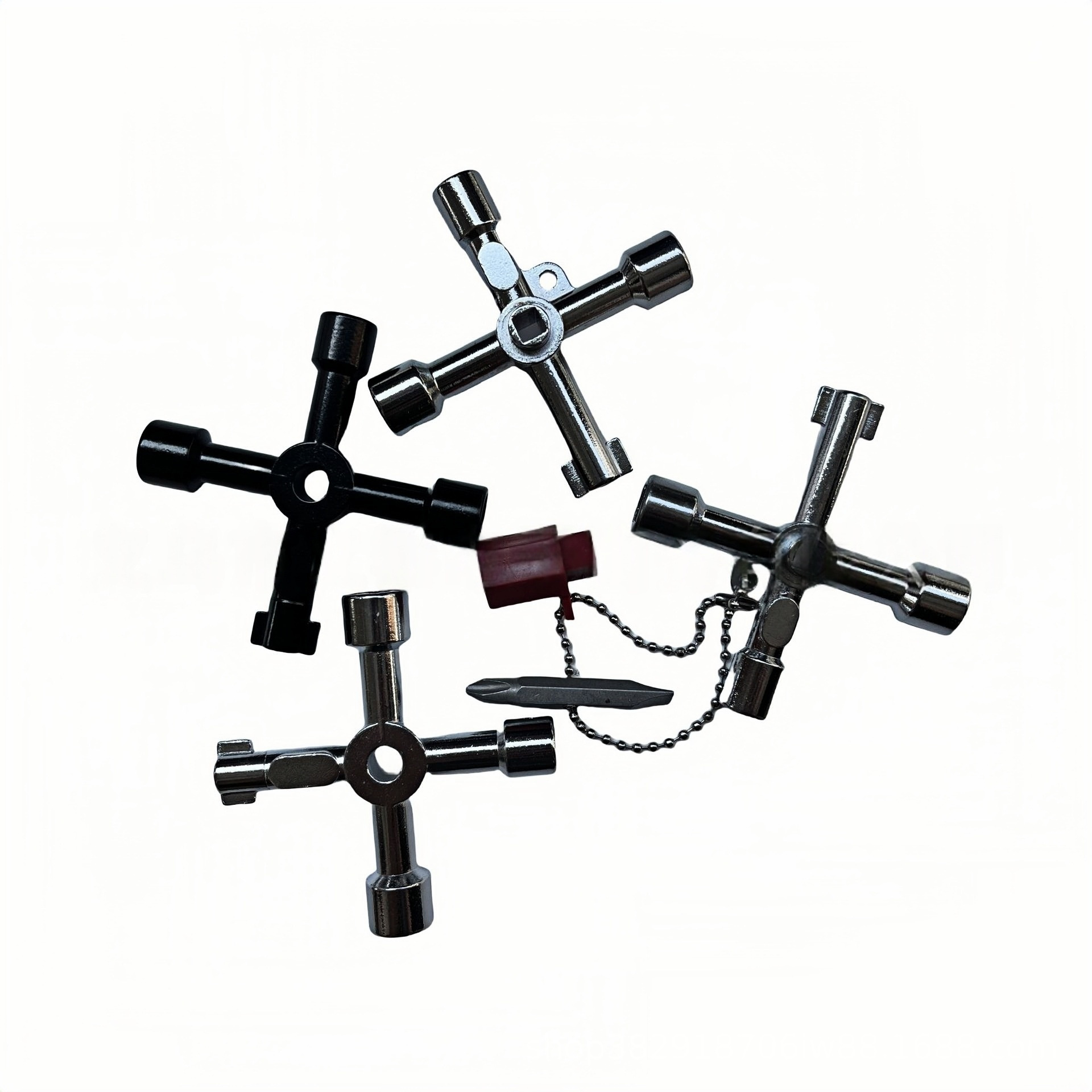 电控柜车电梯十字钥匙扳手水表阀门钥匙内三角扳手五金工具四合一