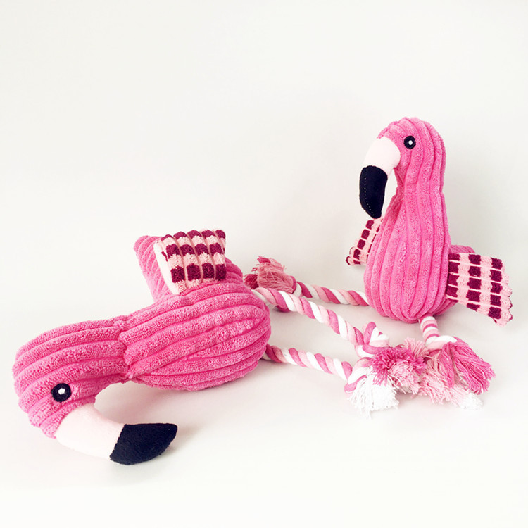 Transfronterizo exclusivo mascota felpa simulación Flamingo perro mordedura sonido algodón nudo jugable mordedura resistente a los suministros para mascotas