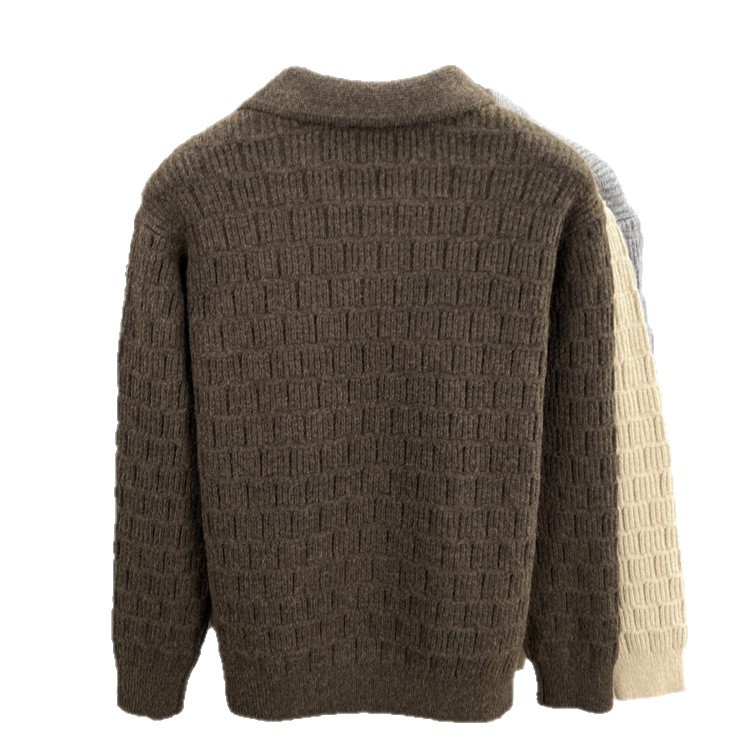 Otoño y invierno de moda masculina casual overhead suéter de punto nuevo con solapa suelta comercio exterior masculino suéter cálido