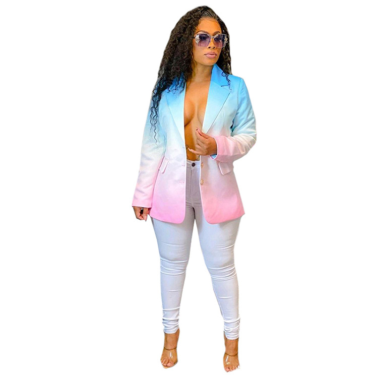 women s casual gradient contrast suit blazer nihaostyles clothing wholesale NSGLS72802