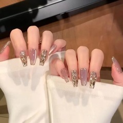 【珠光】穿戴甲新款綿密冰透貓眼溫柔風手作高級美甲短款甲片批發