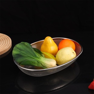 Thickened Stainless Steel Kitchen Basket for Washing Vegetables, Fruit Tray, Fruit Basket, Vegetable Washing Basin, Mesh Basket, Rice Washing Sieve, Thickened and Durable