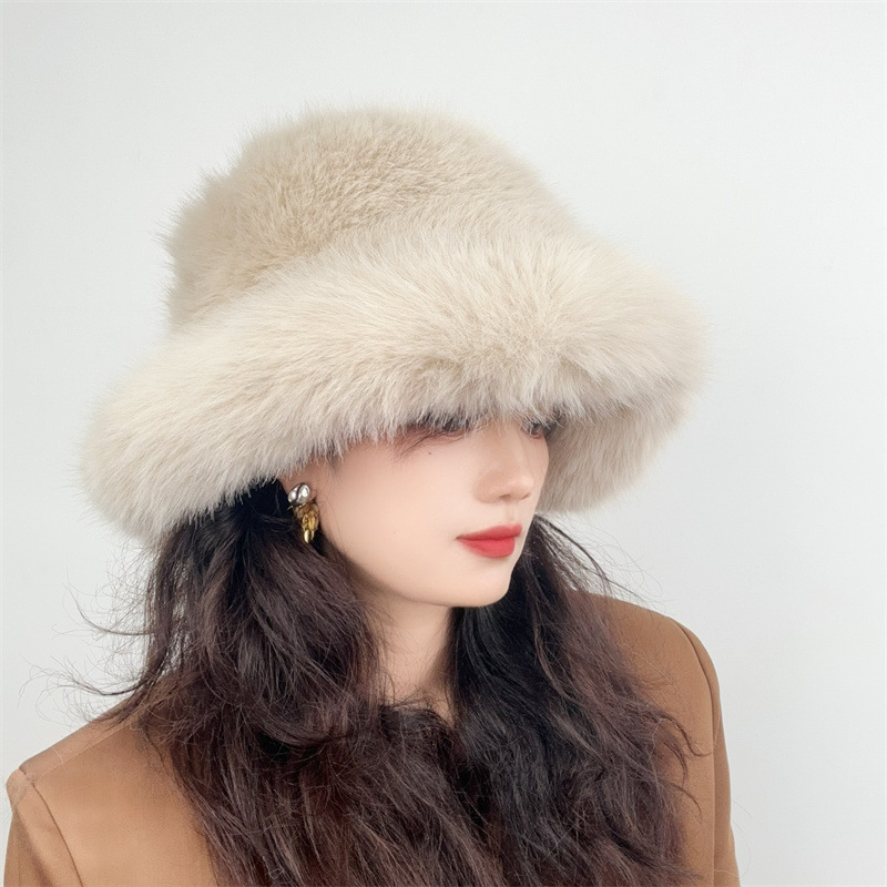 Lyxig vinter bucket hat i fuskpäls unisex_voghion.com