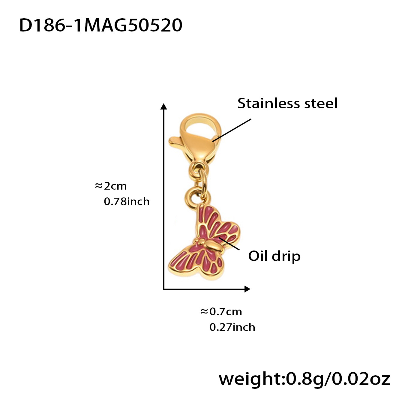 D186-1 황금 나비 에나멜 펜던트 2개