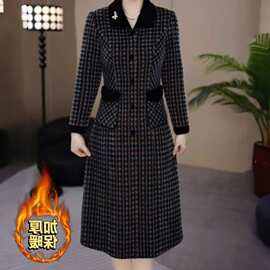 时尚妈妈装春季新款加厚保暖礼服裙子女春秋高档雪尔绒休闲连衣裙