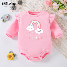 厂家直销秋冬款女婴童服饰加厚抓毛面料圆领长袖可爱时尚哈衣爬服