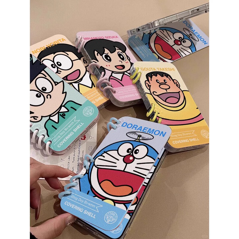 Flip Notebook Doraemon Apple 16promax Phone Case iPhone15 Cartoon 14 Book 13 Soft 12