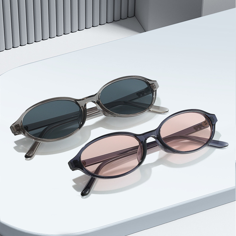 25 New European and American Oval Frame Nerd Fake Plain Personality Sunglasses Retro Love Mirror Leg Sunglasses UV